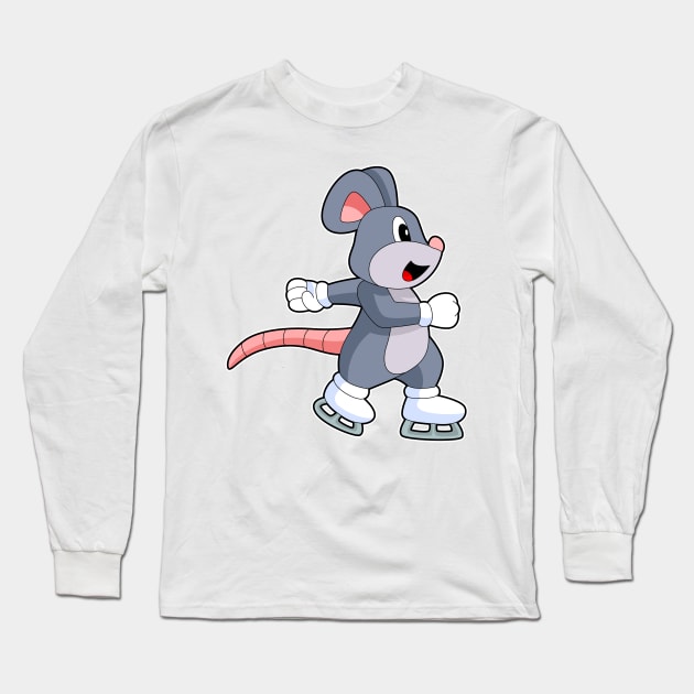 Mouse Ice skating Ice skates Long Sleeve T-Shirt by Markus Schnabel